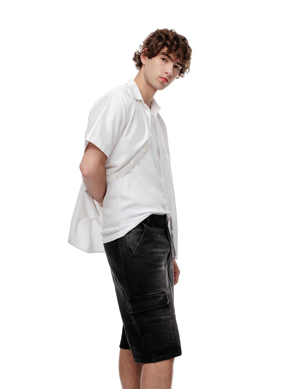 Bermuda denim regular negro hombre