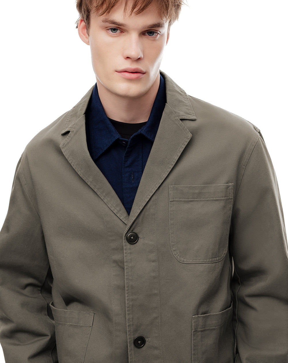 Chaqueta loose fit sin capucha café