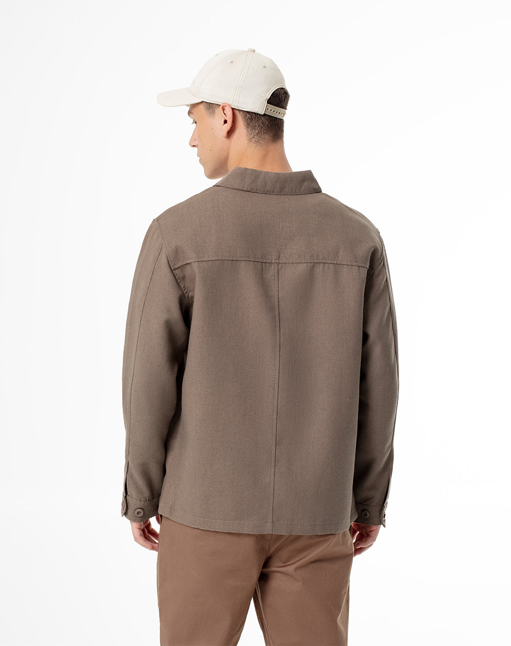 Chaqueta overshirt regular café hombre