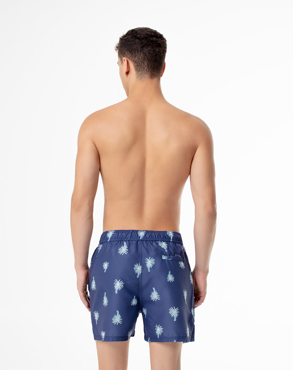 Pantaloneta de baño azul estampada hombre