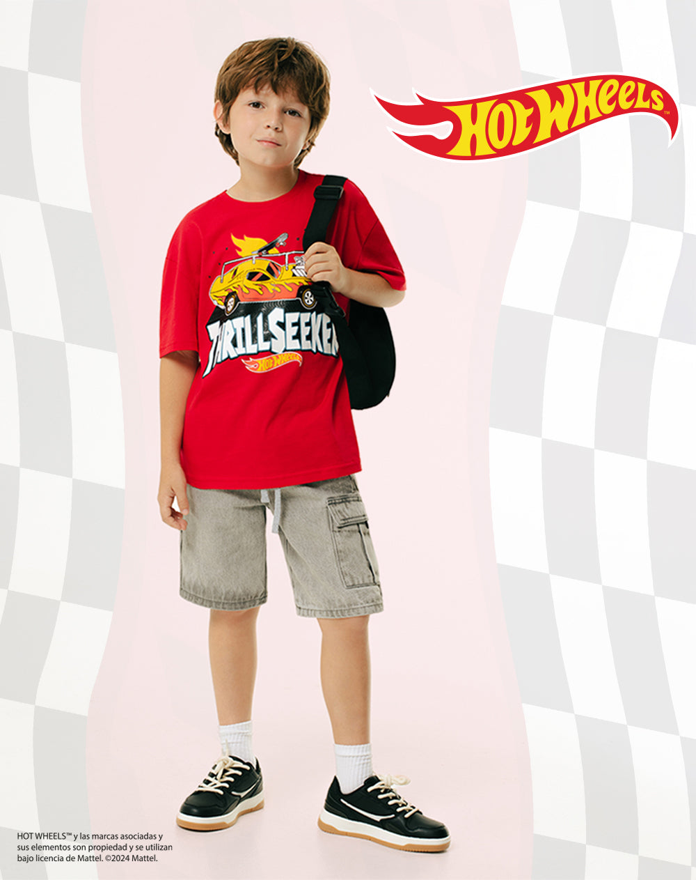 Camiseta regular Hot wheels roja niño