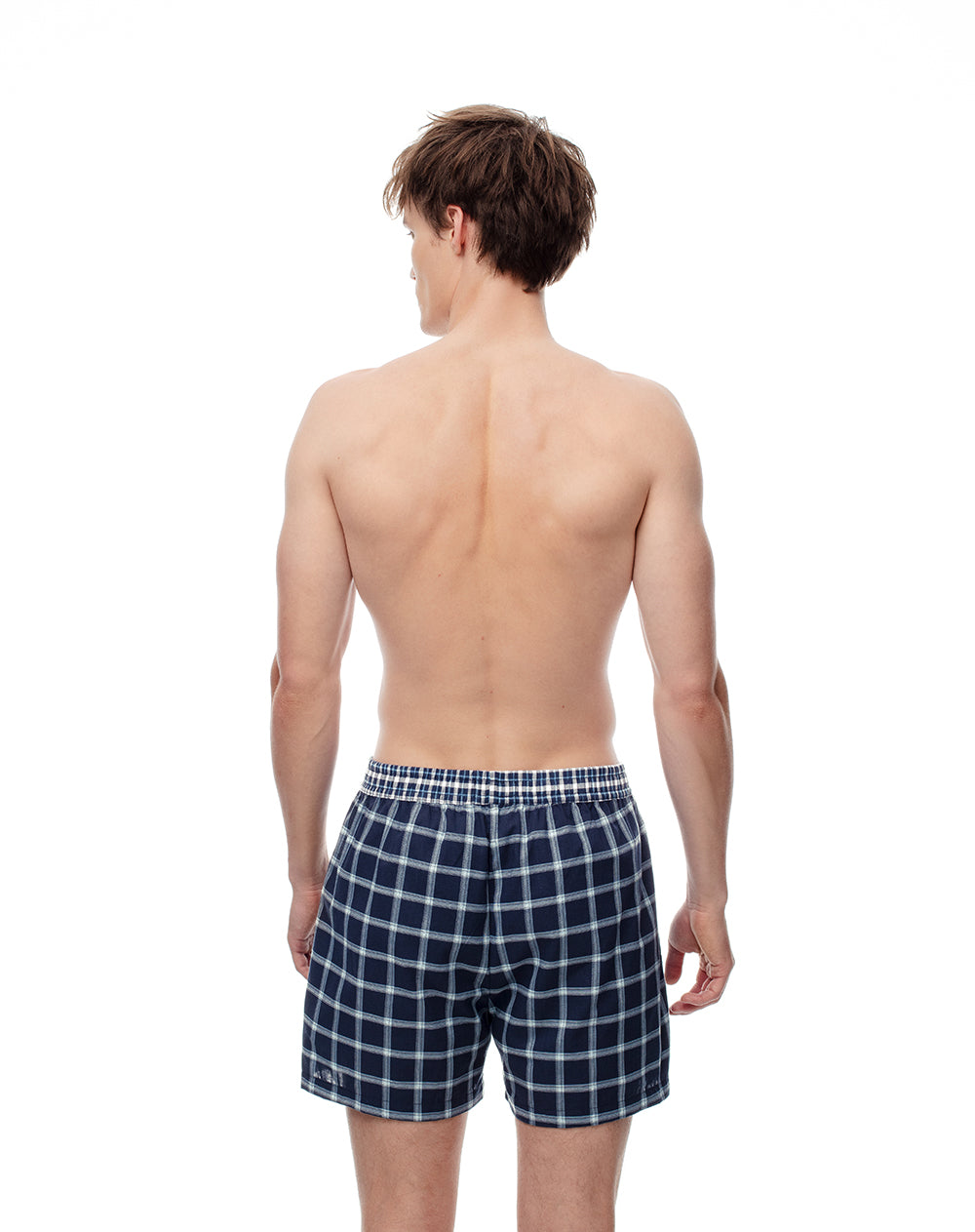 Bóxer largo elastico recubierto azul cuadros