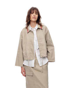 Chaqueta holgada algodón caqui mujer