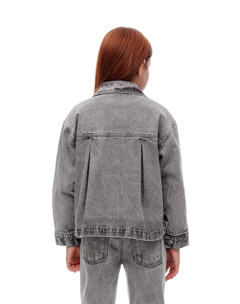 Chaqueta oversize denim algodón gris niña