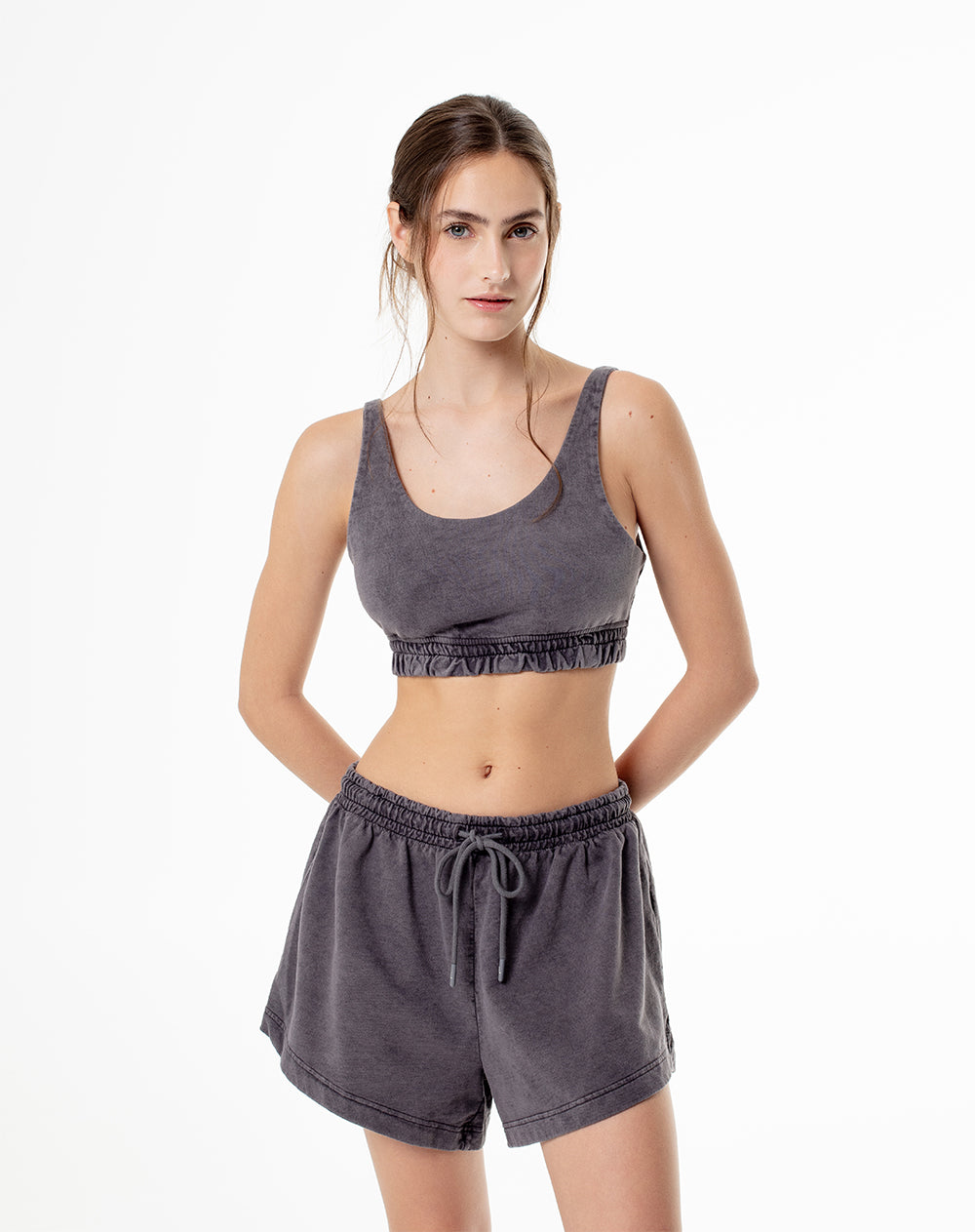 Short deportivo panty interno gris mujer
