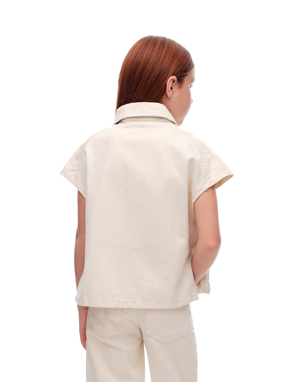 Chaleco oversize algodón crema niña