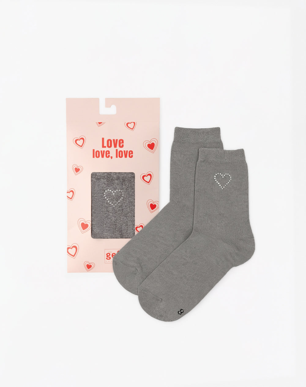 Medias mujer largas corazón brillos grises