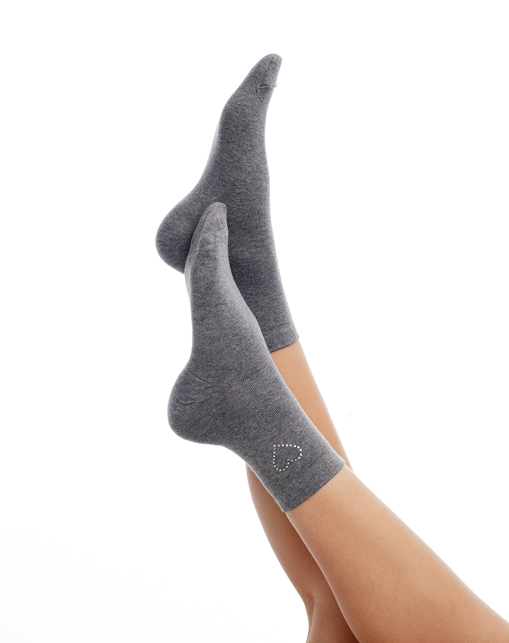 Medias mujer largas corazón brillos grises