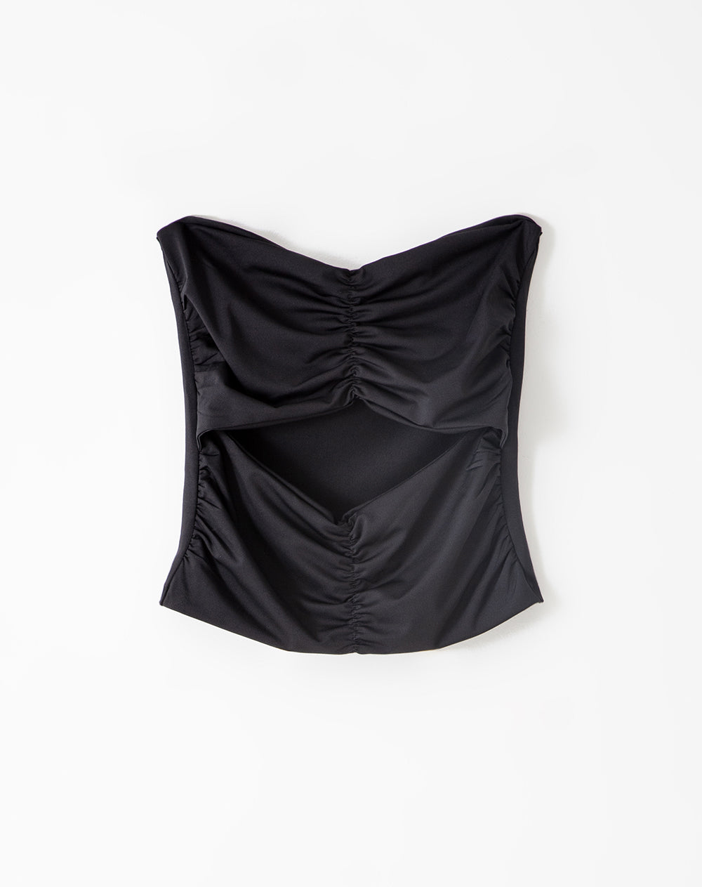 Camiseta strapless slim fit negra