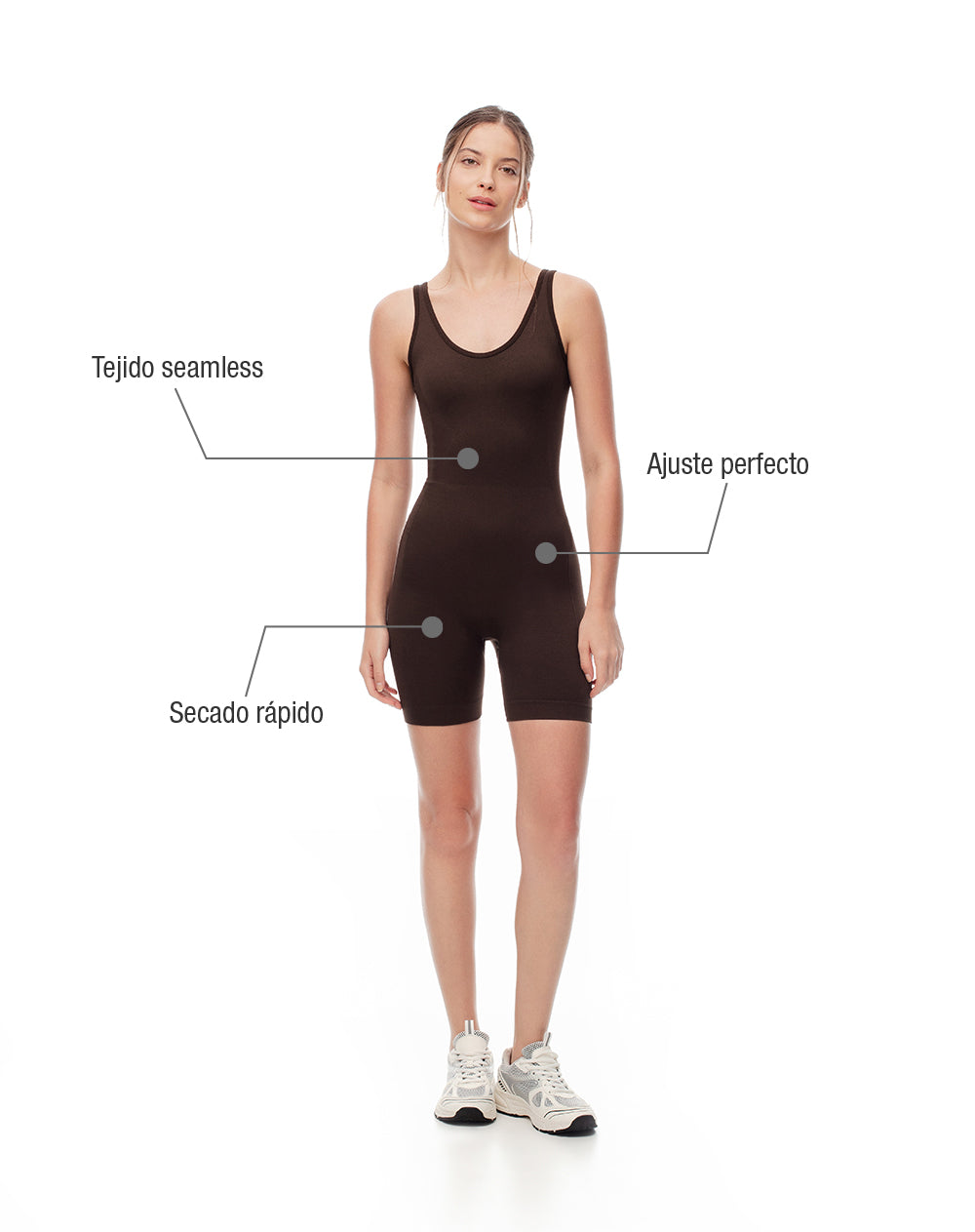 Enterizo deportivo seamless chocolate mujer