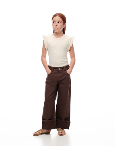 Jean loose fit tiro medio en drill cafe