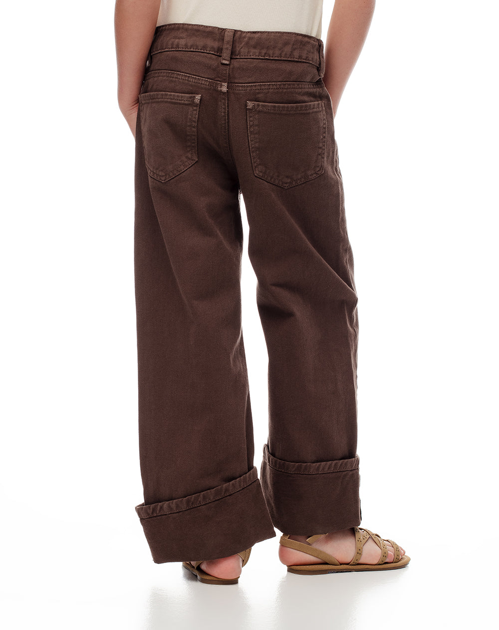 Jean loose fit tiro medio en drill cafe