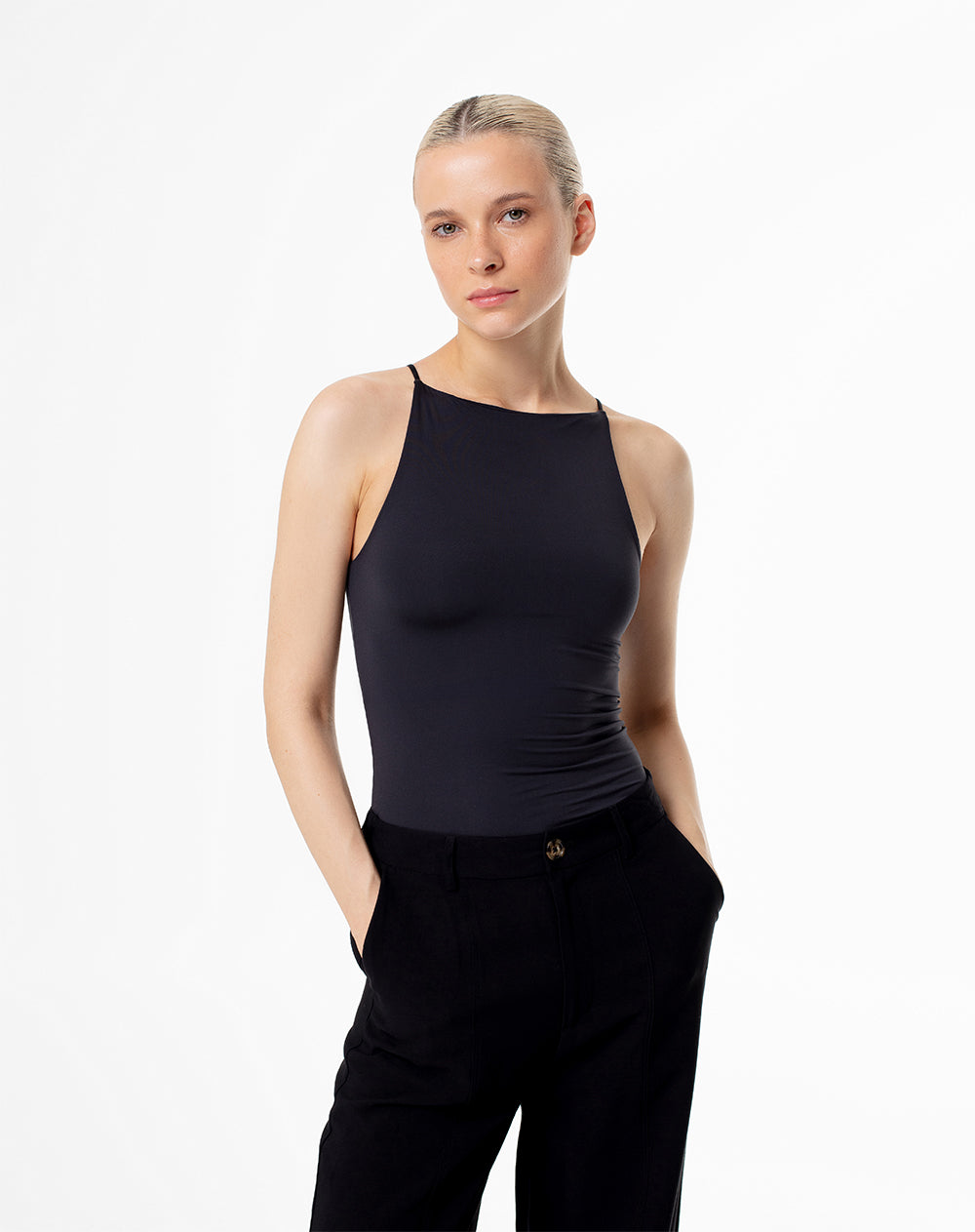 Camiseta esqueleto slim negra mujer