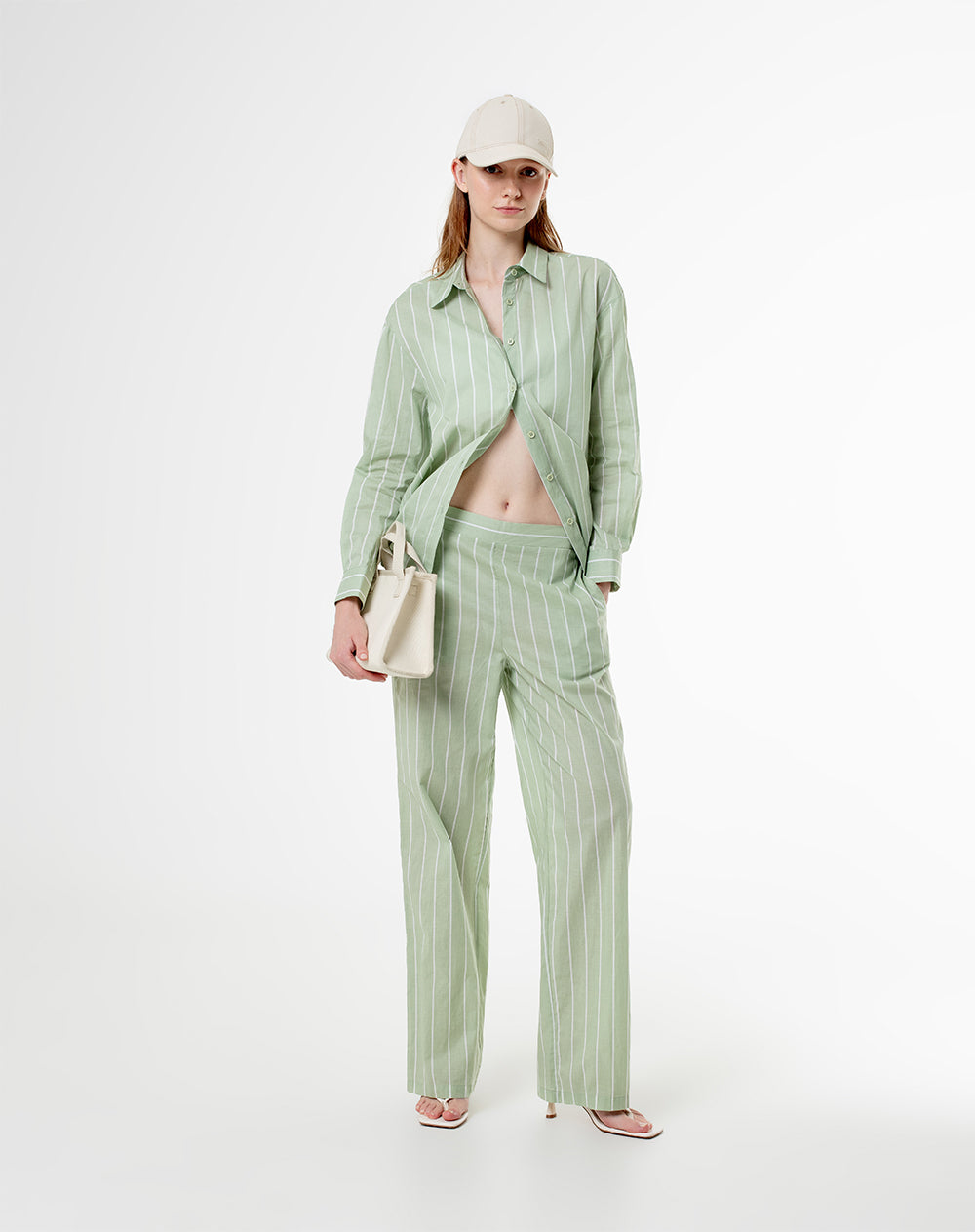 Camisa manga larga holgada algodón rayas mujer