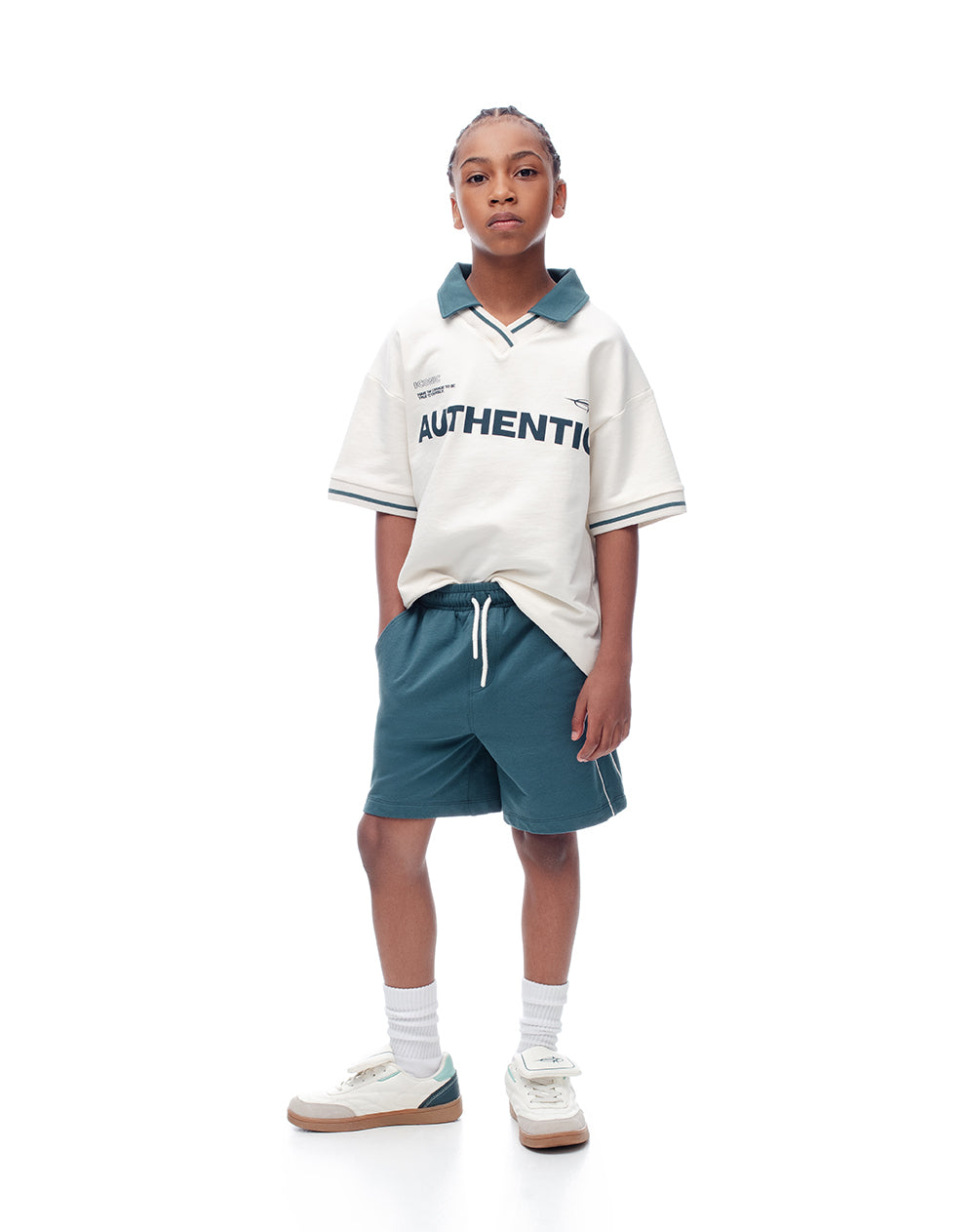 Conjunto polo + bermuda verde niño