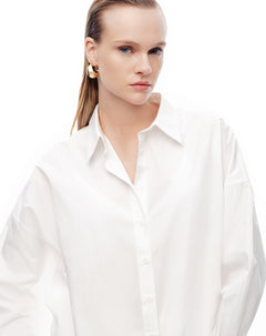 Camisa manga larga oversize algodón blanca mujer