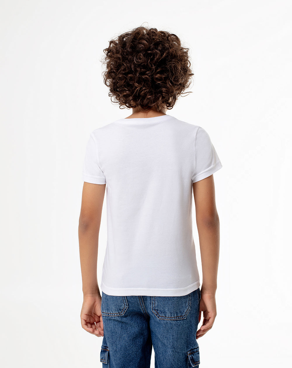 Camiseta slim algodón x2unds blanca niño