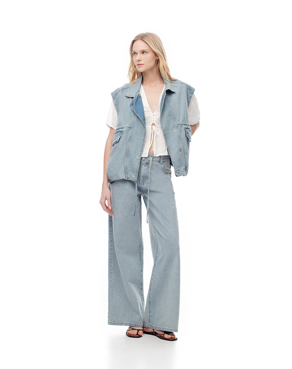 Camisa loose fit manga corta blanca