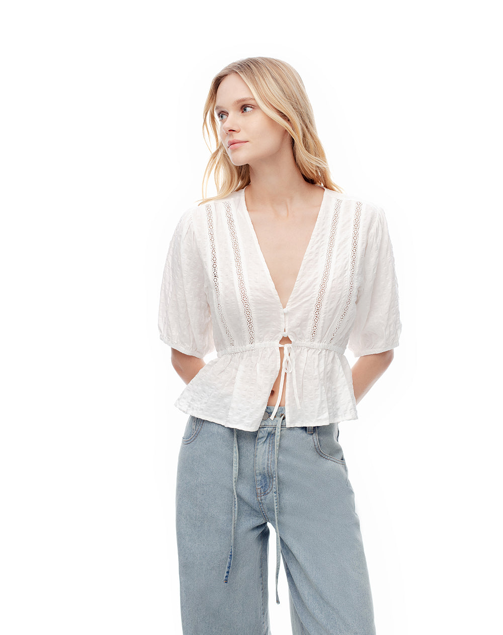 Camisa loose fit manga corta blanca