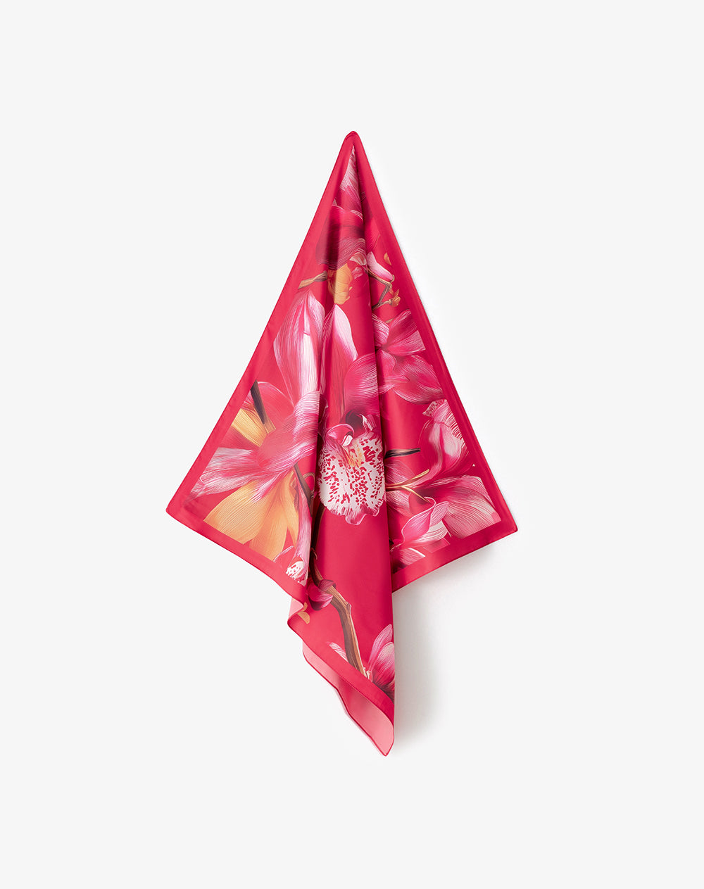 Pañuelo satinado fucsia estampado mujer