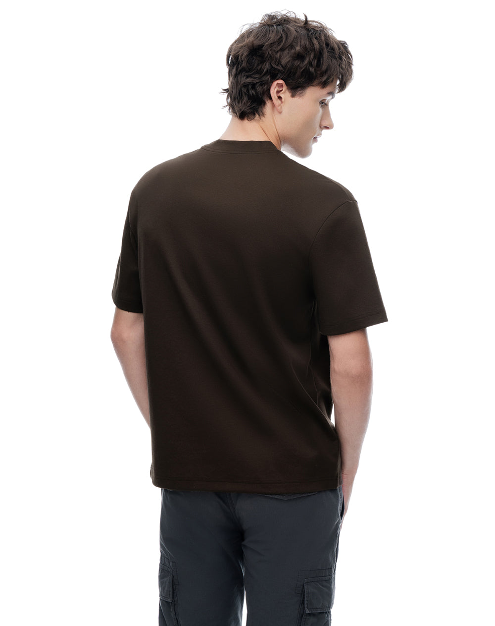 Camiseta manga corta oversize algodón café hombre