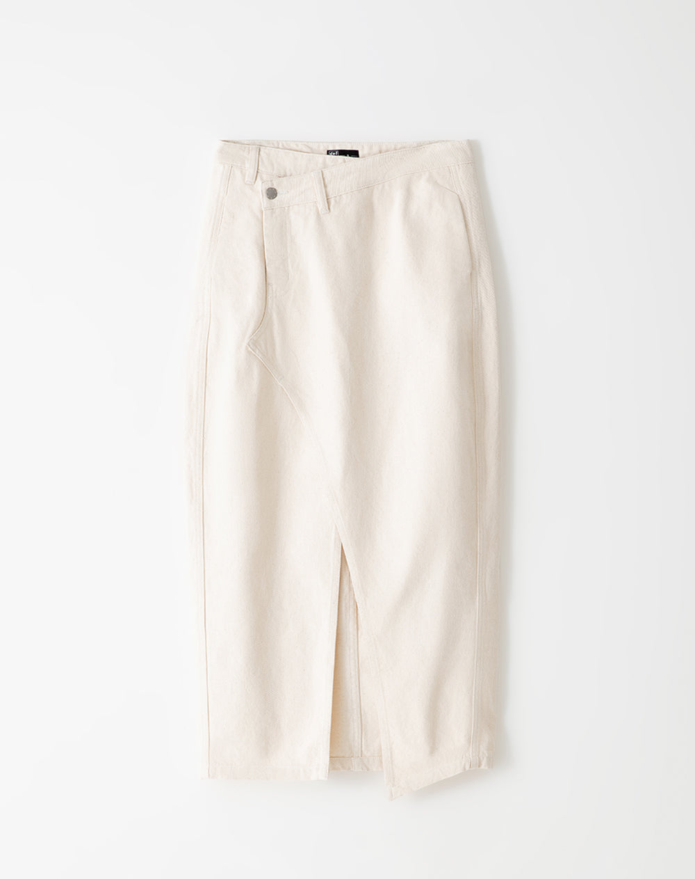 Falda midi tiro alto denim abertura frontal crudo para mujer