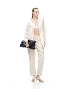 Jean recto tiro alto lentejuelas crudo mujer