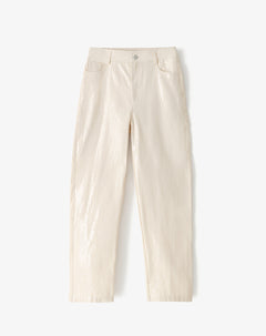 Jean recto tiro alto lentejuelas crudo mujer