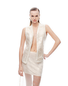 Chaleco regular lentejuelas arena mujer