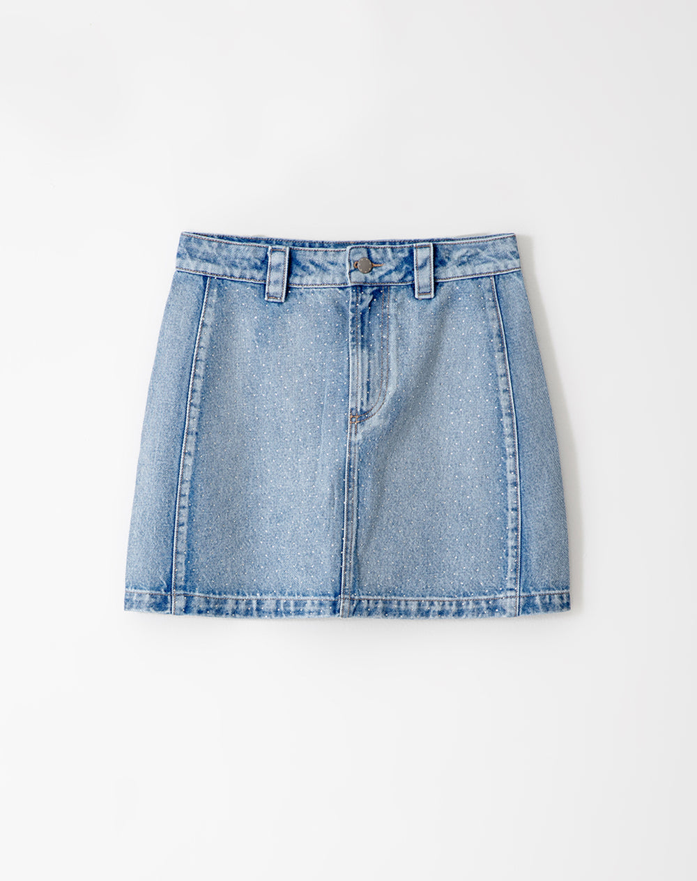 Falda tiro alto denim índigo medio mujer