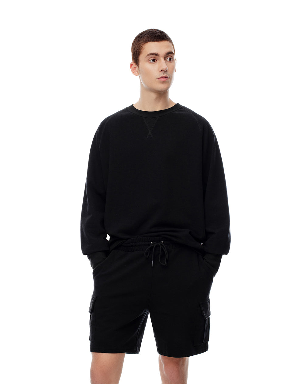 Bermuda cargo regular algodón negra hombre