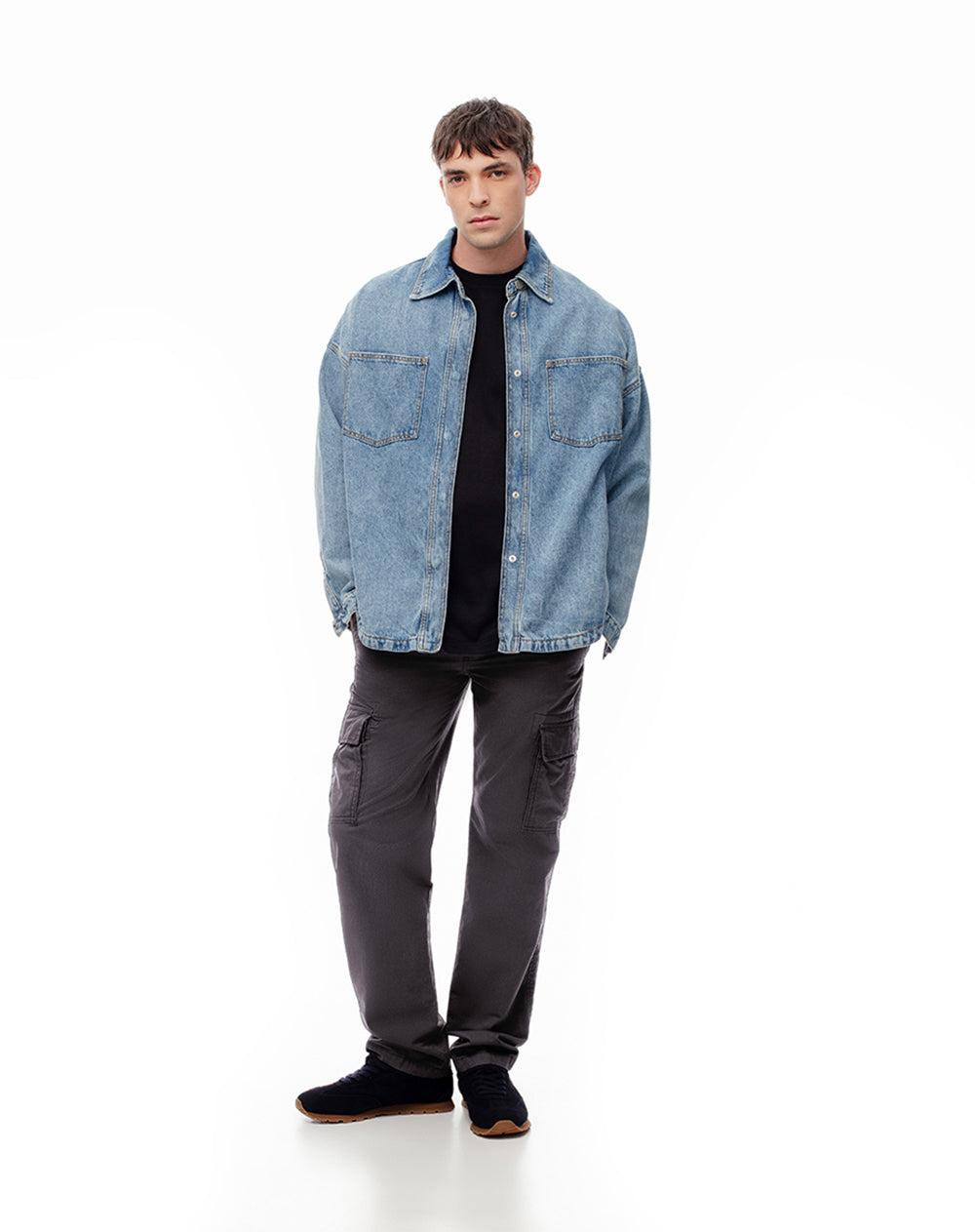 Pantalón cargo slim algodón gris hombre