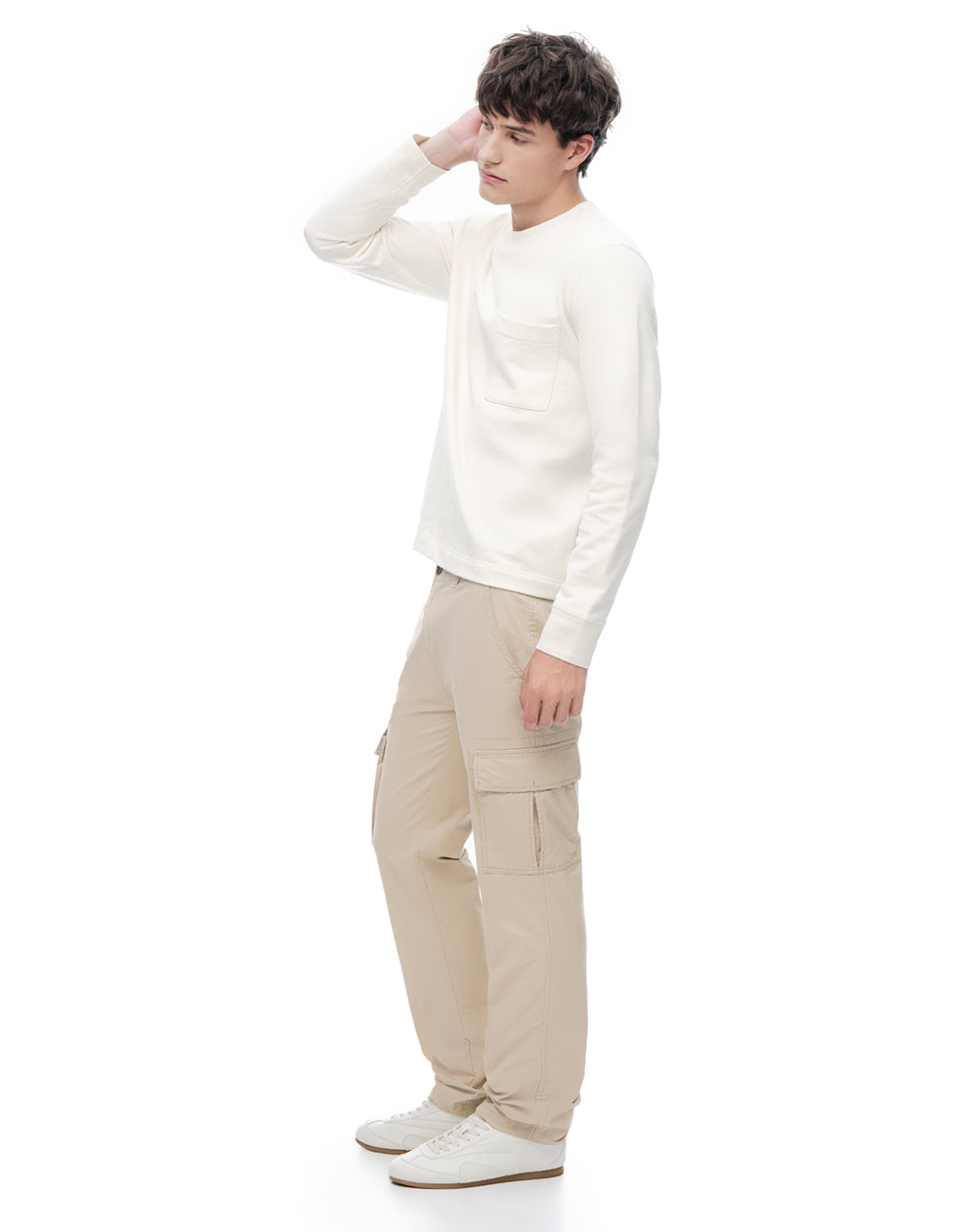 Pantalón cargo slim algodón habano hombre