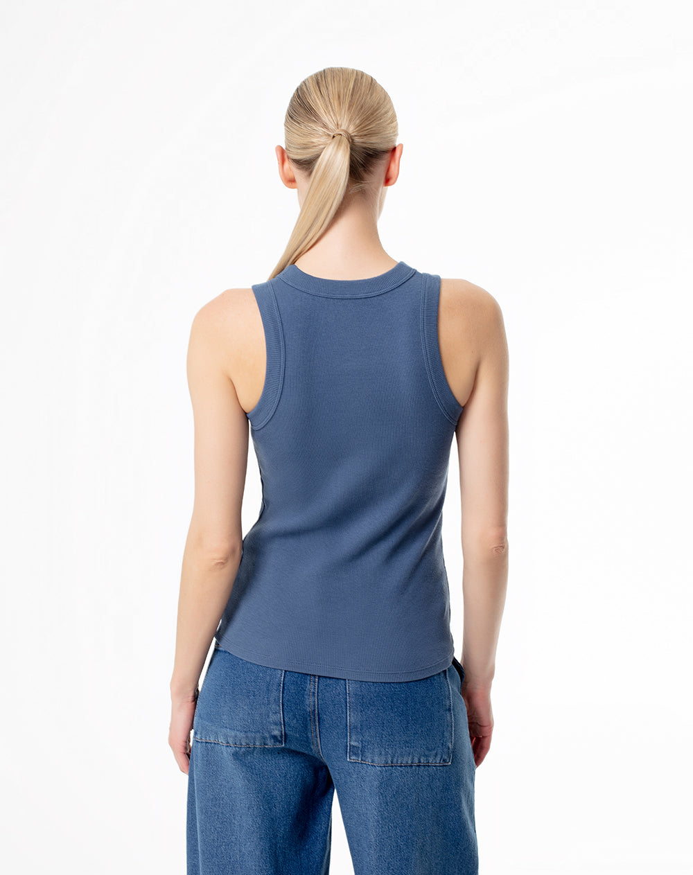 Camiseta esqueleto slim algodón azul mujer