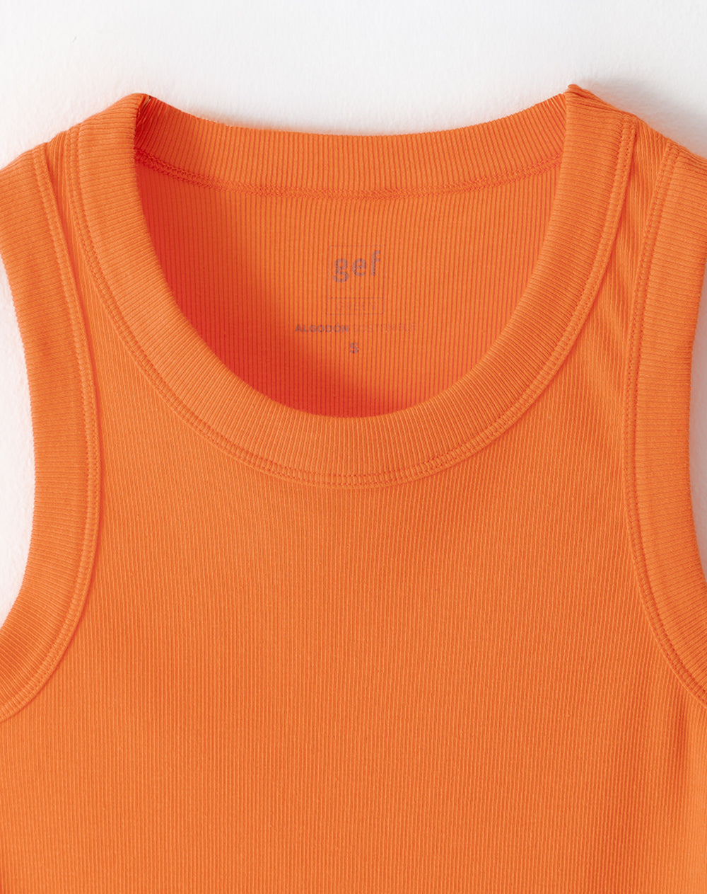 Camiseta esqueleto slim rib algodón naranja mujer