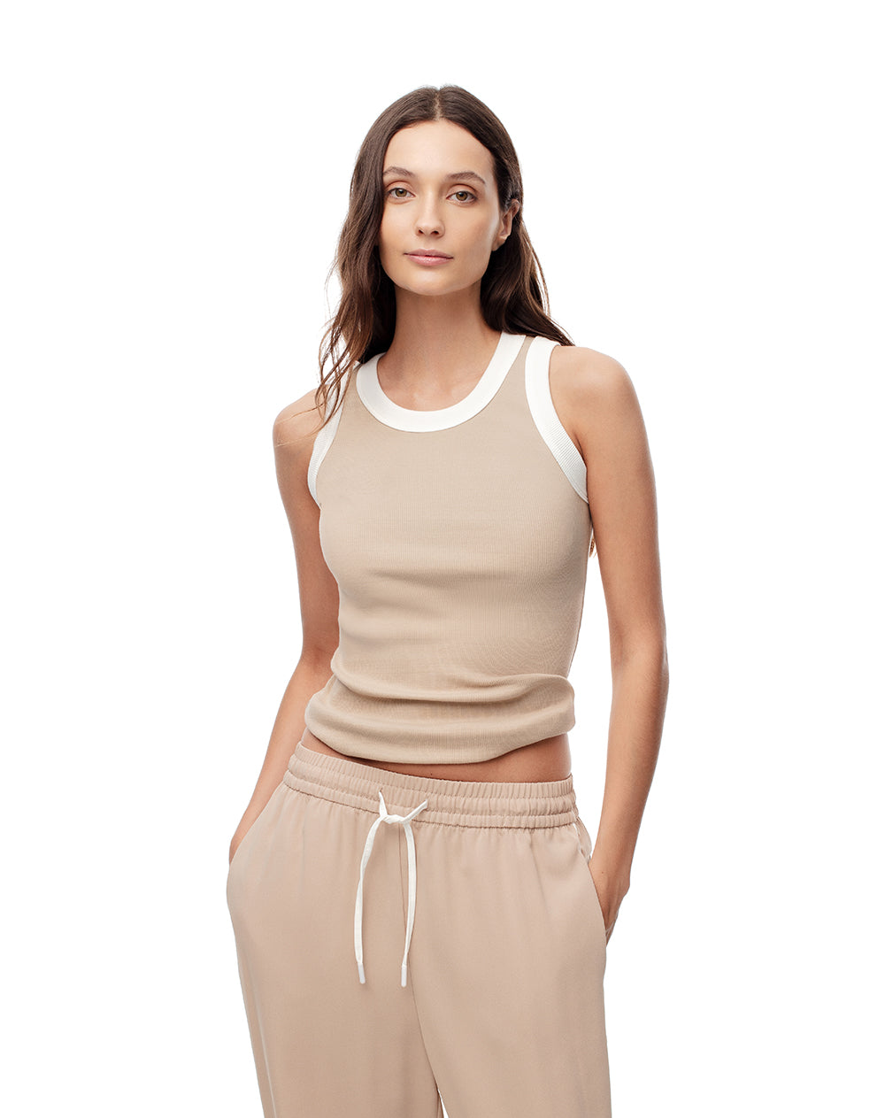 Camiseta esqueleto slim algodón caqui mujer