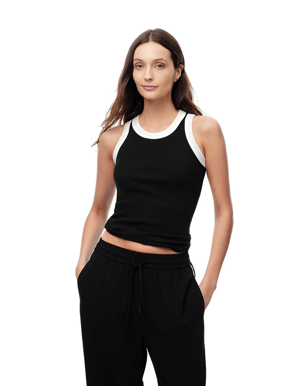 Camiseta esquelero slim algodón negra mujer