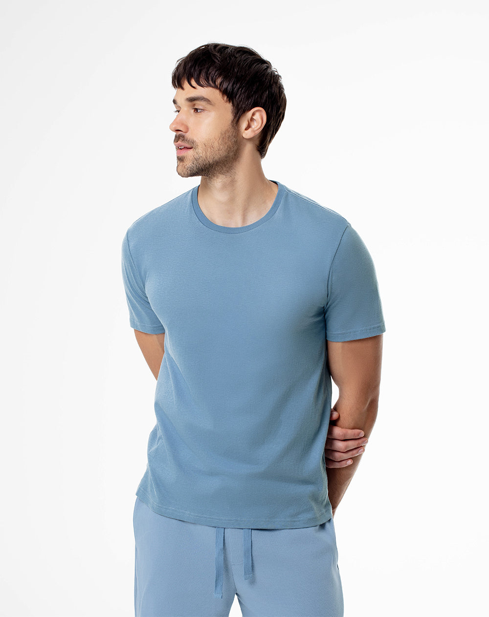 Camiseta regular algodón azul hombre