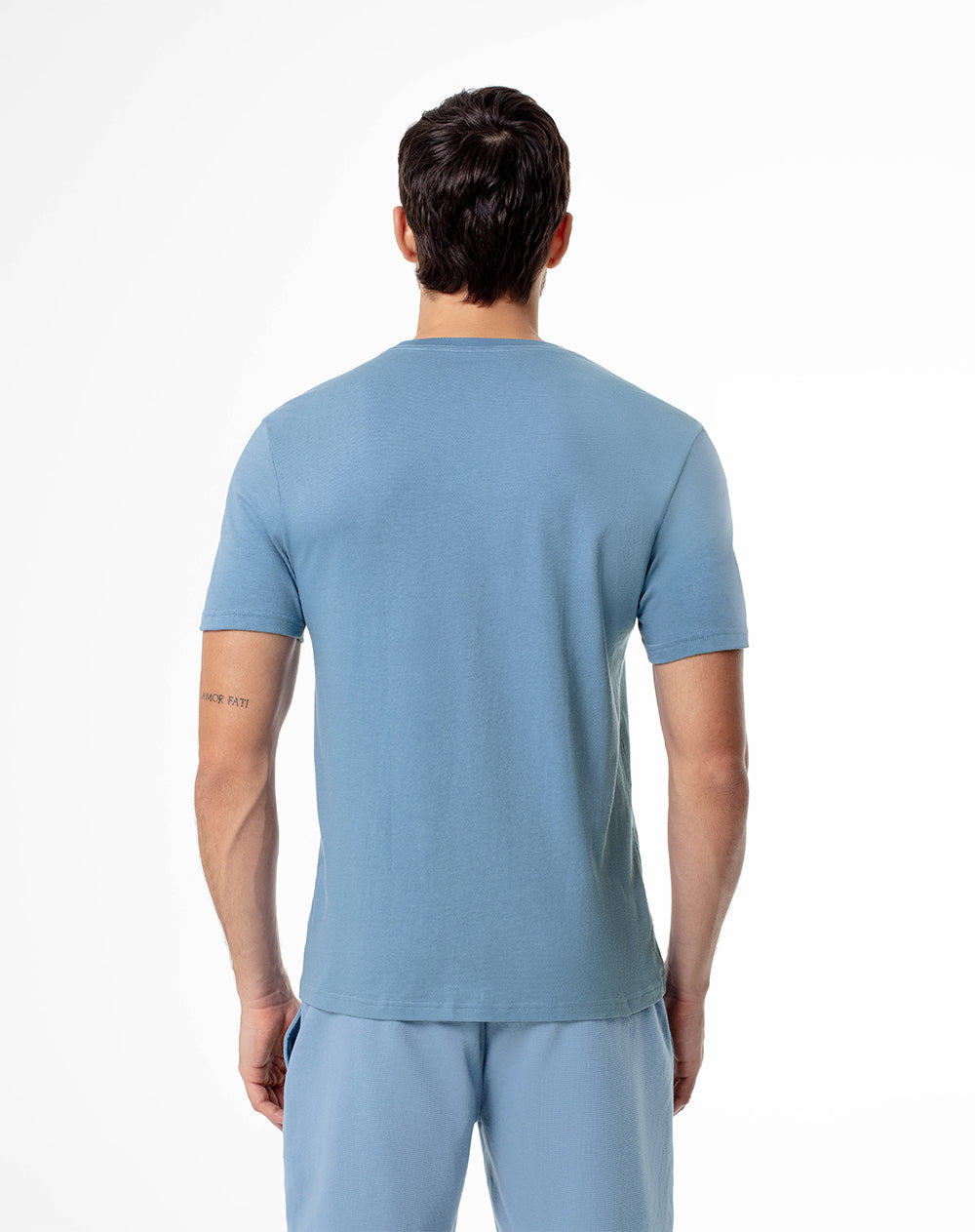 Camiseta regular algodón azul hombre
