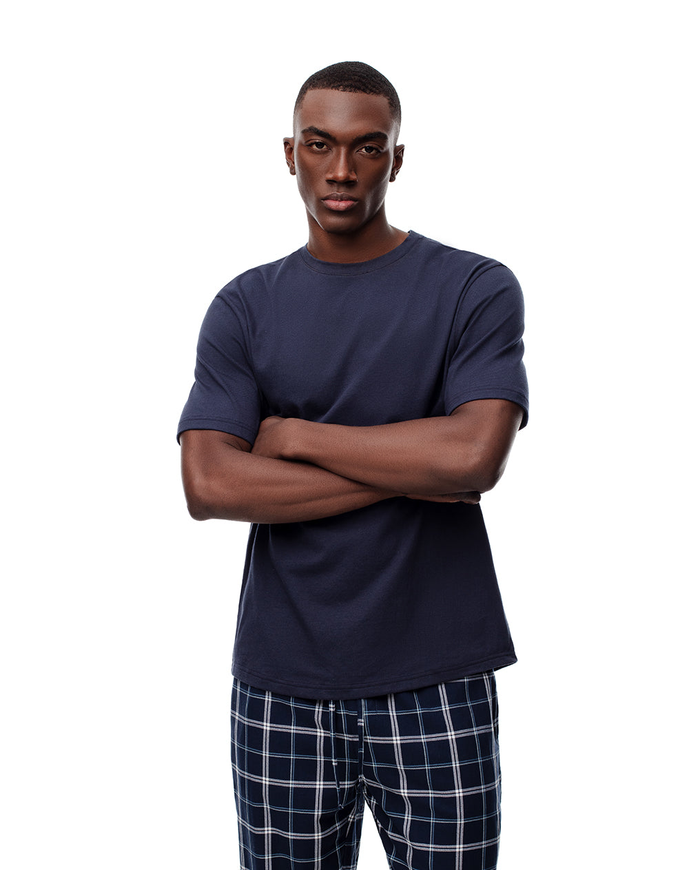 Camiseta regular algodón azul hombre