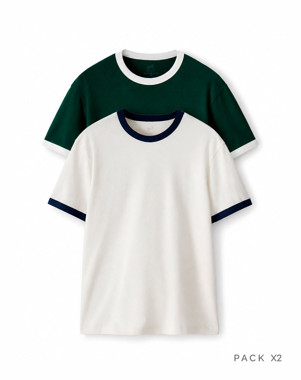 Pack x2 camiseta regular verde + vainilla hombre