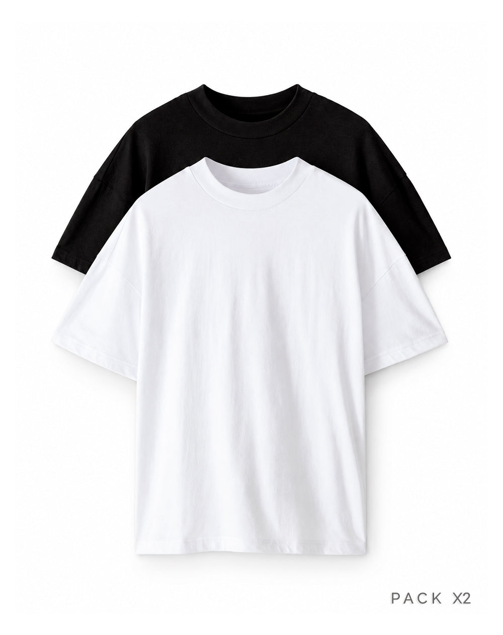 Pack x2 camiseta regular algodón blanco + negro hombre