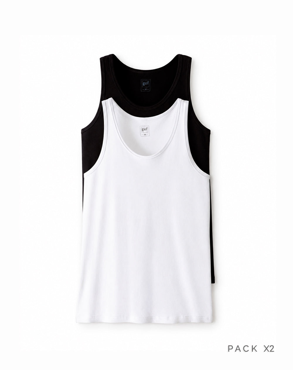 Pack x2 camisilla slim algodón blanco + negro hombre