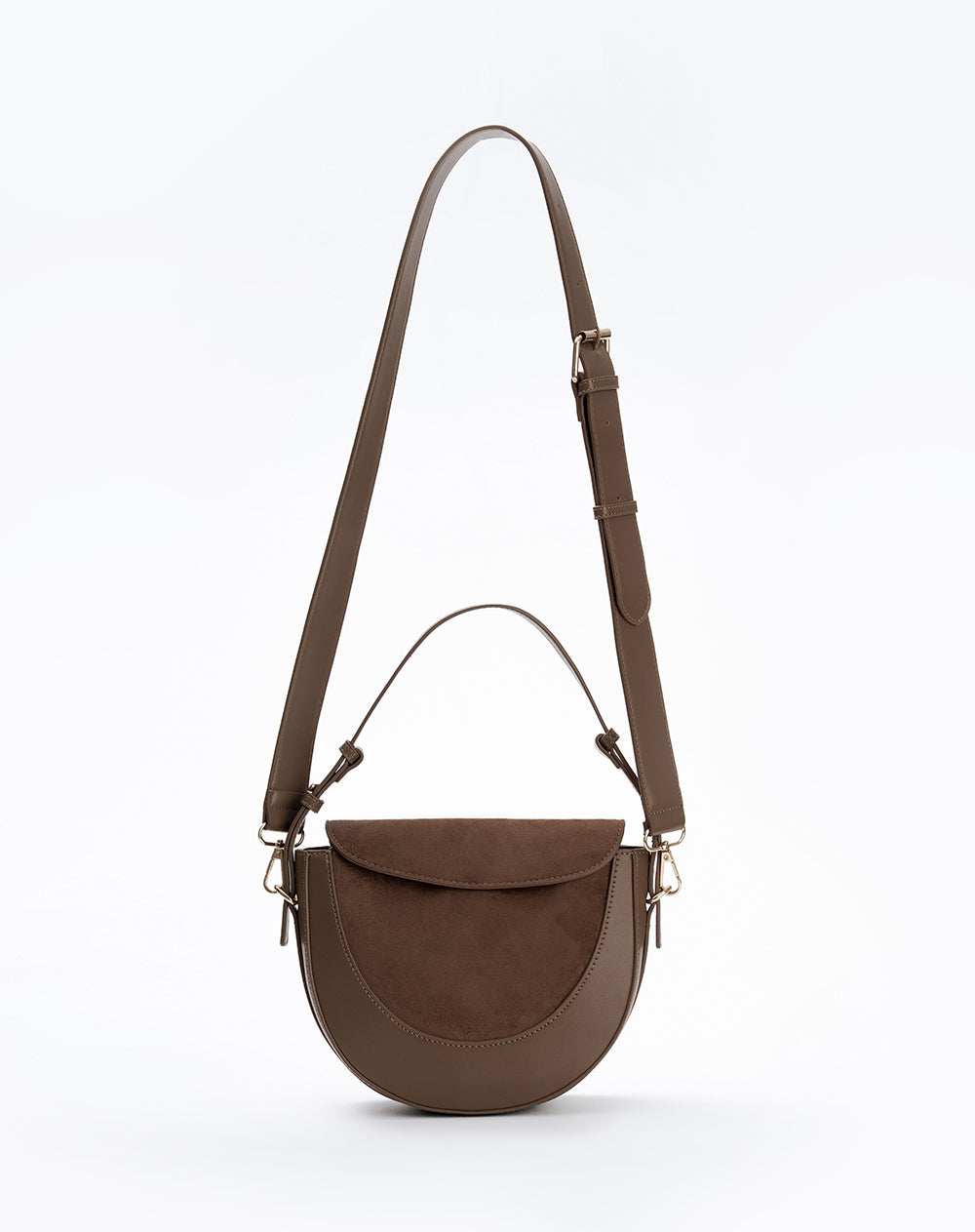 Bolso media luna café mujer