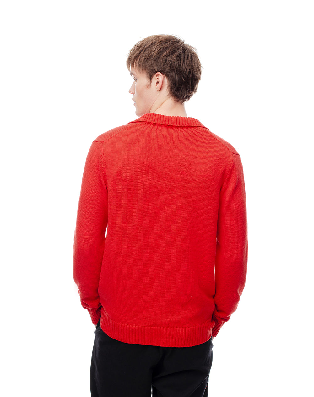 Buzo tipo polo regular tejido de punto rojo hombre