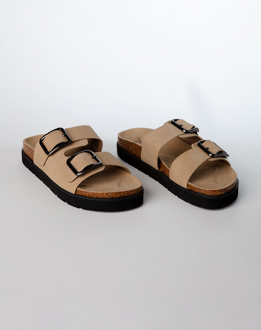 Sandalias planas tipo birkenstock café mujer
