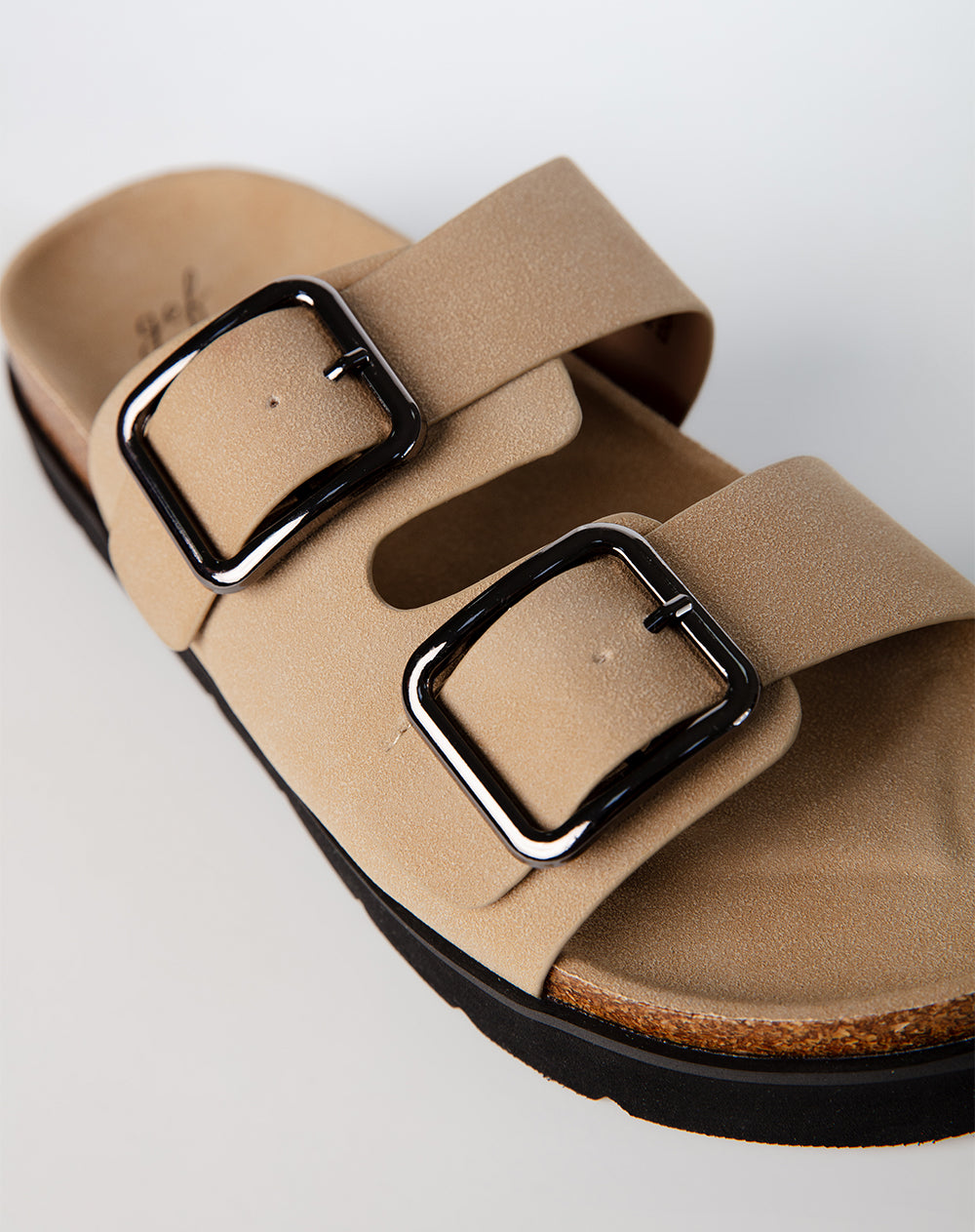 Sandalias planas tipo birkenstock café mujer
