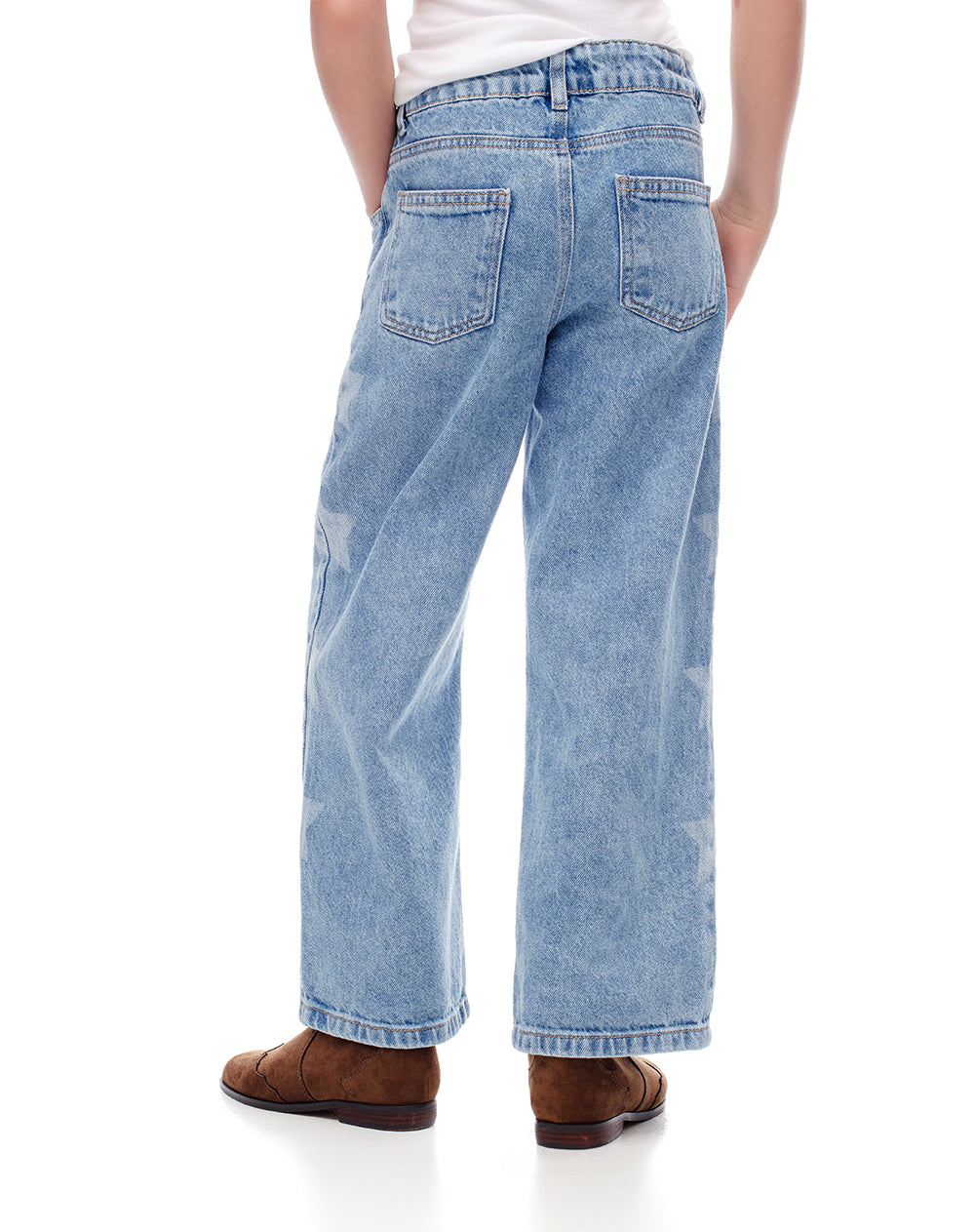 Jean wide leg tiro alto índigo medio niña