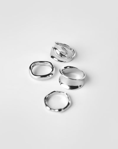Set anillos x4unds plateados