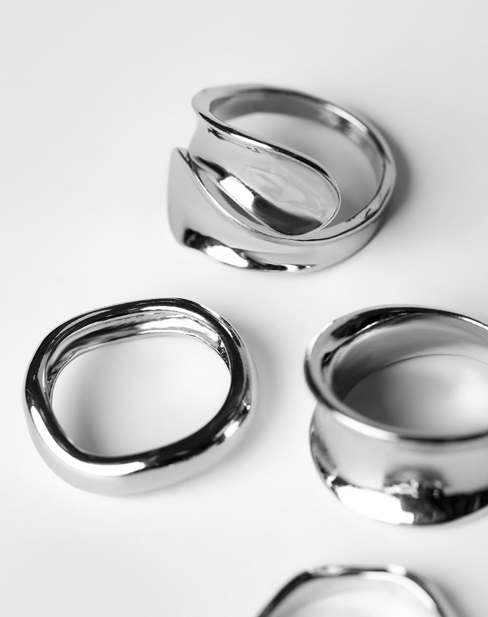 Set anillos x4unds plateados